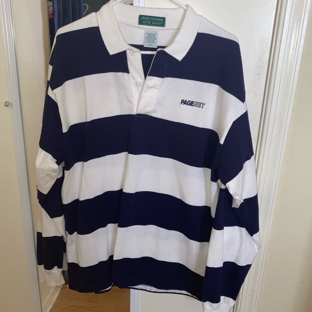 striped navy blue long sleeve